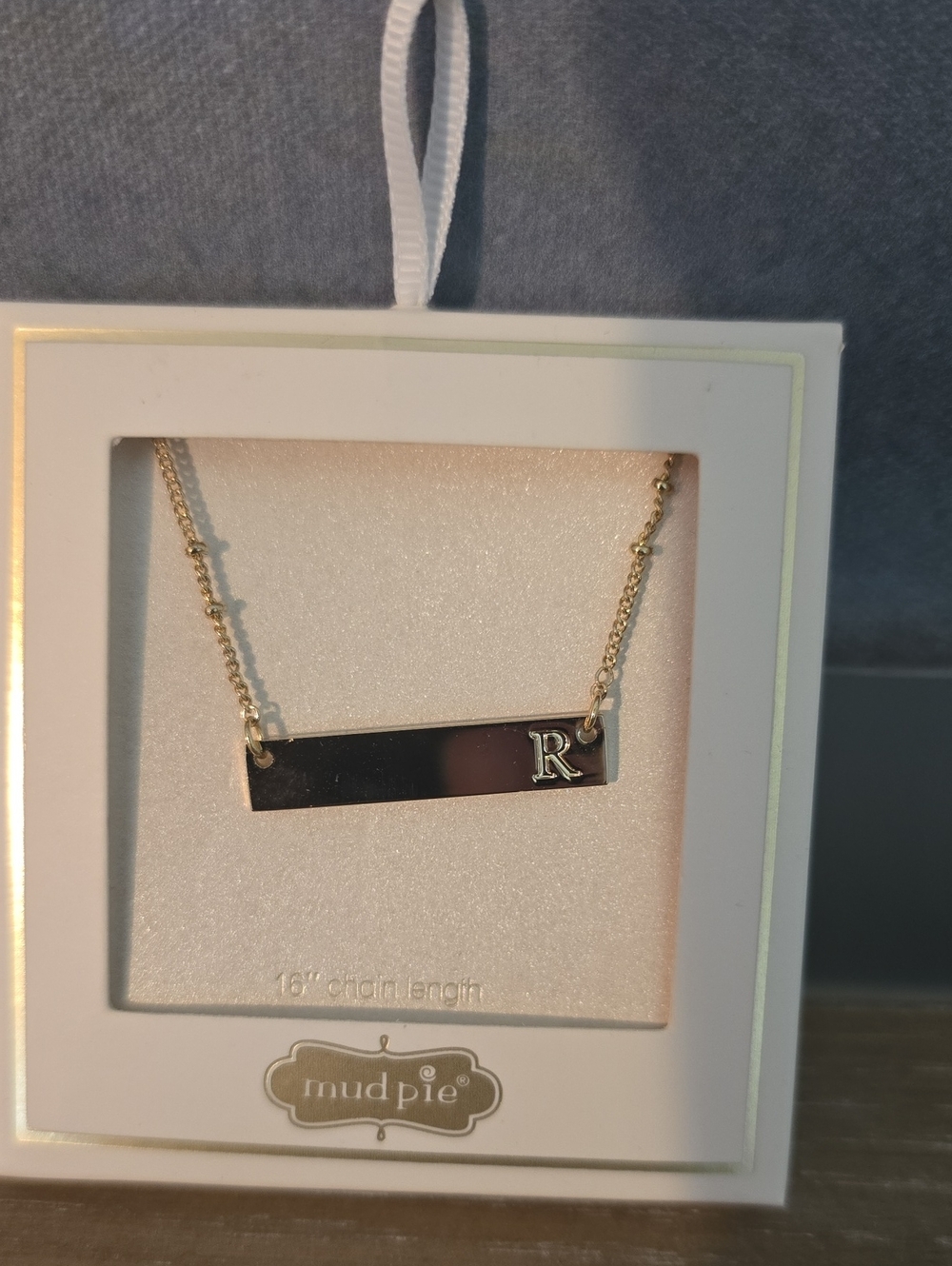 Mudpie Bar R Initial Necklace Nwt